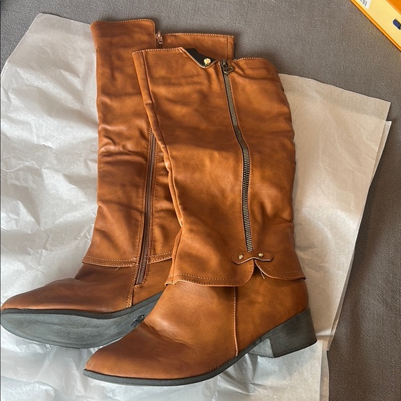 Shoes - Brown Leather Knee-High Boots